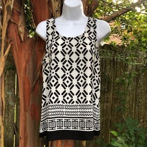 Anthropologie Everly Black and White Geometric Tank Top Blouse